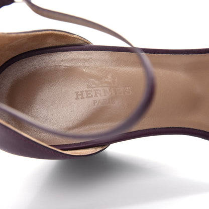 Hermes Calfskin Legend Wedge Sandals 39 Cassis 8 of 10