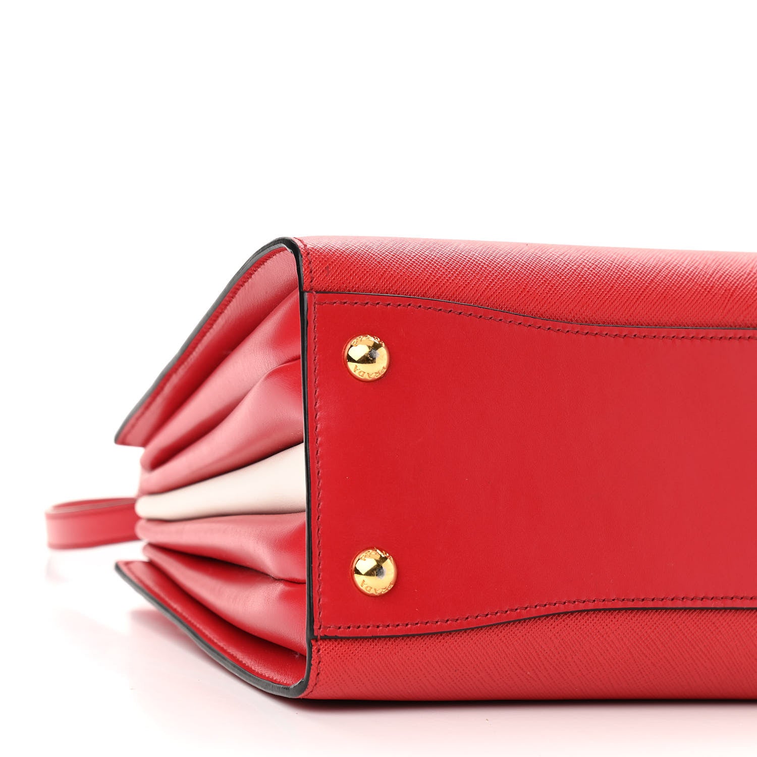 Prada Saffiano City Calfskin Small Bibliothèque Top Handle Rosso White 8 of 9