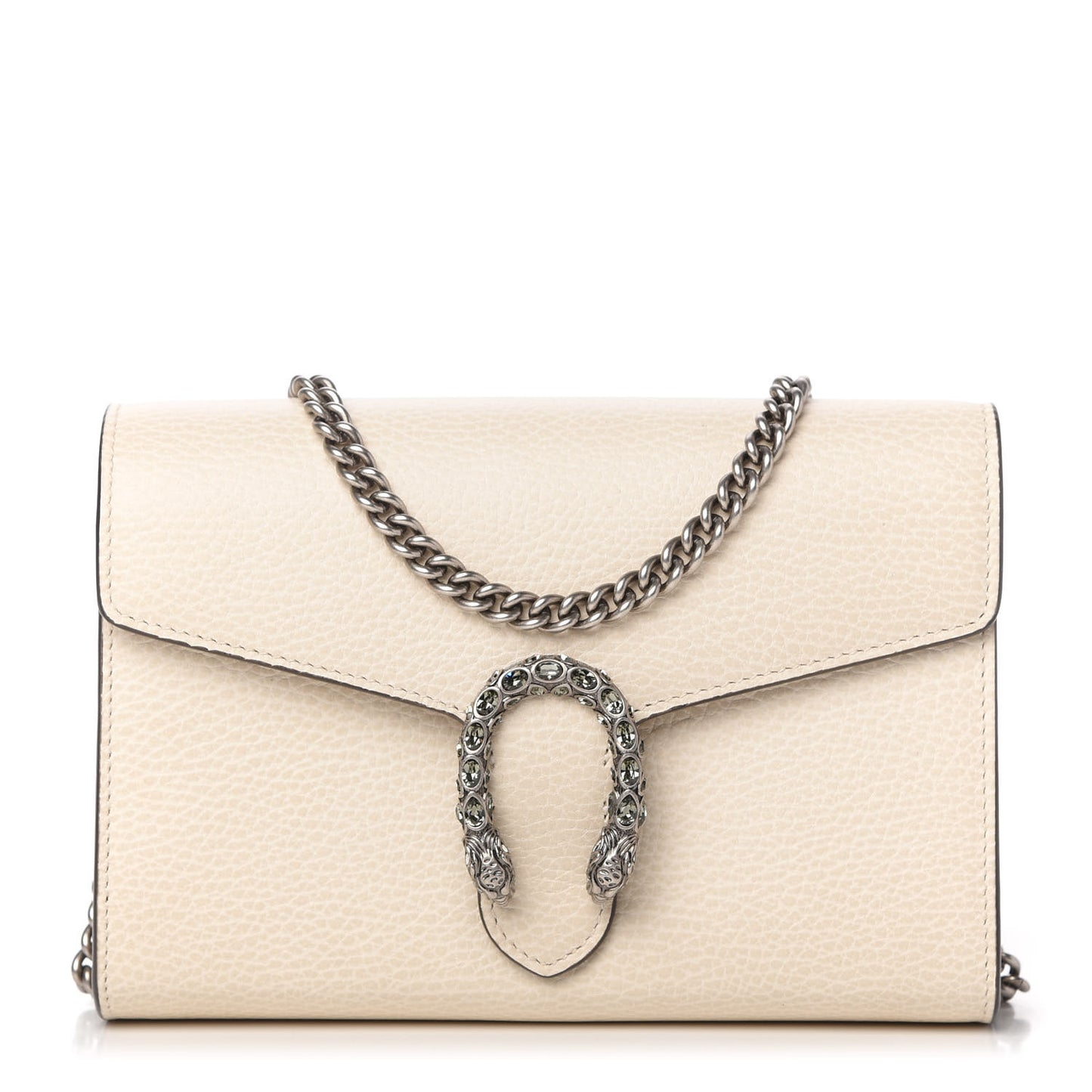 Dollar Calfskin Mini Dionysus Chain Wallet Mystic White