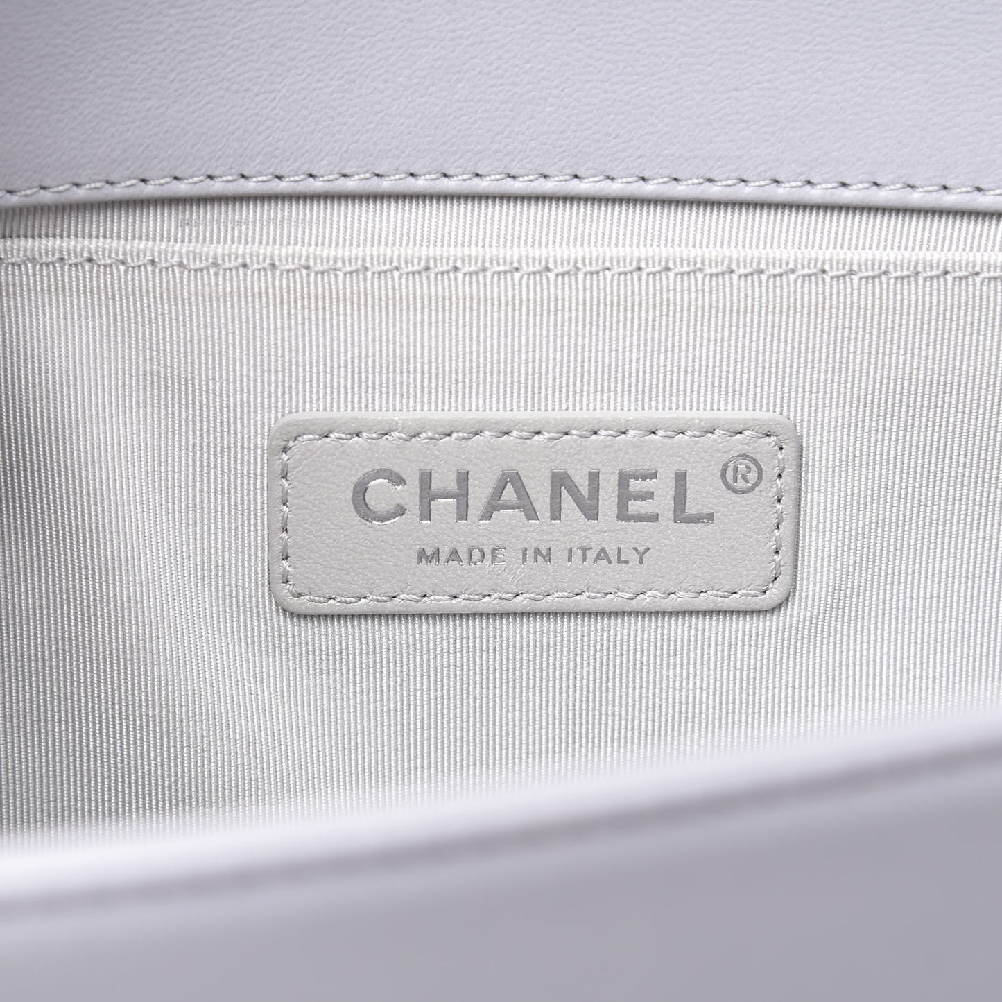 Calfskin Quilted Medium Boy Flap Light Grey