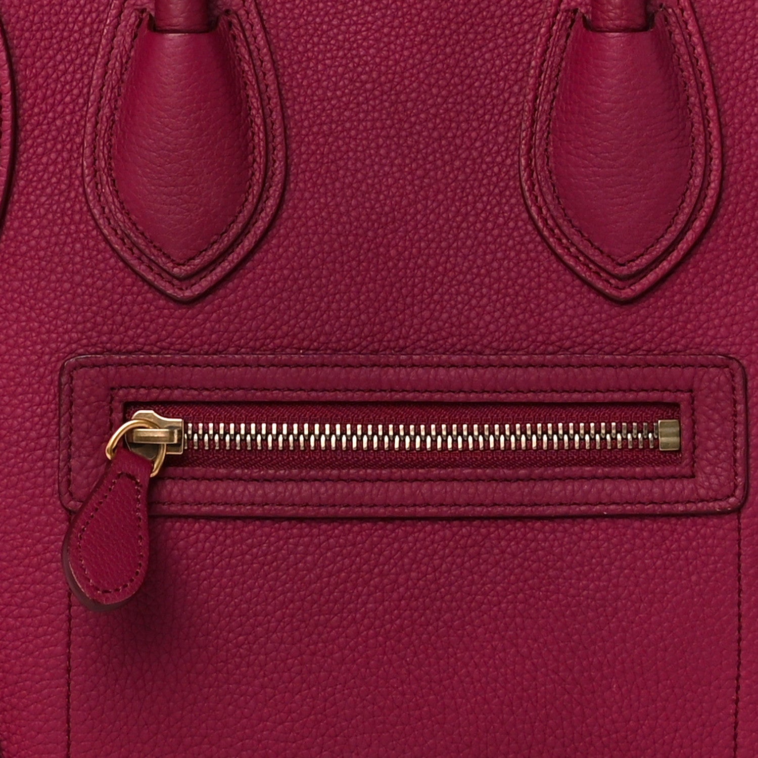 Celine Drummed Calfskin Micro Luggage Plum 9 of 12