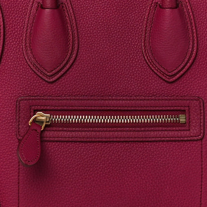 Celine Drummed Calfskin Micro Luggage Plum 9 of 12