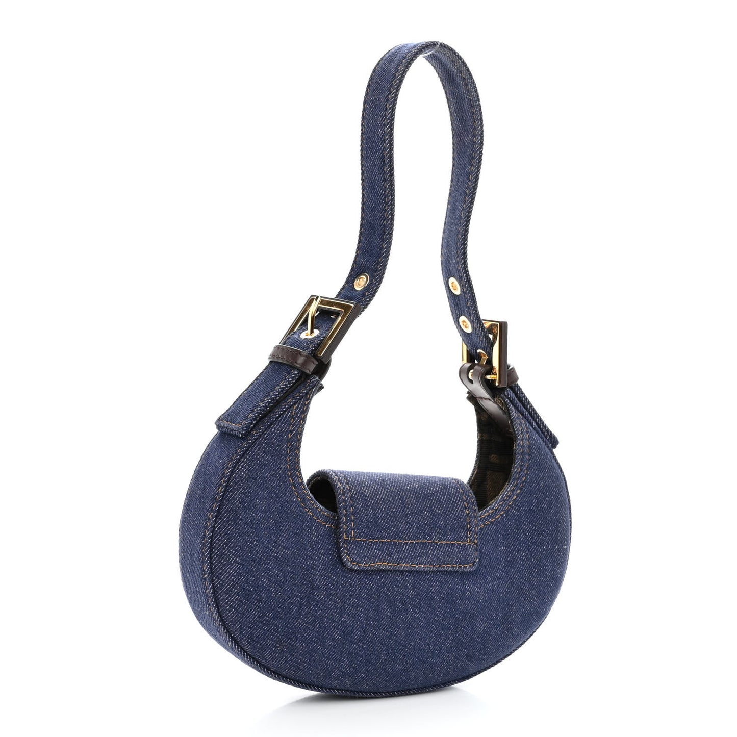 Denim Vitello King Cuoio Mini Cookie Hobo Bag Blue Ebano