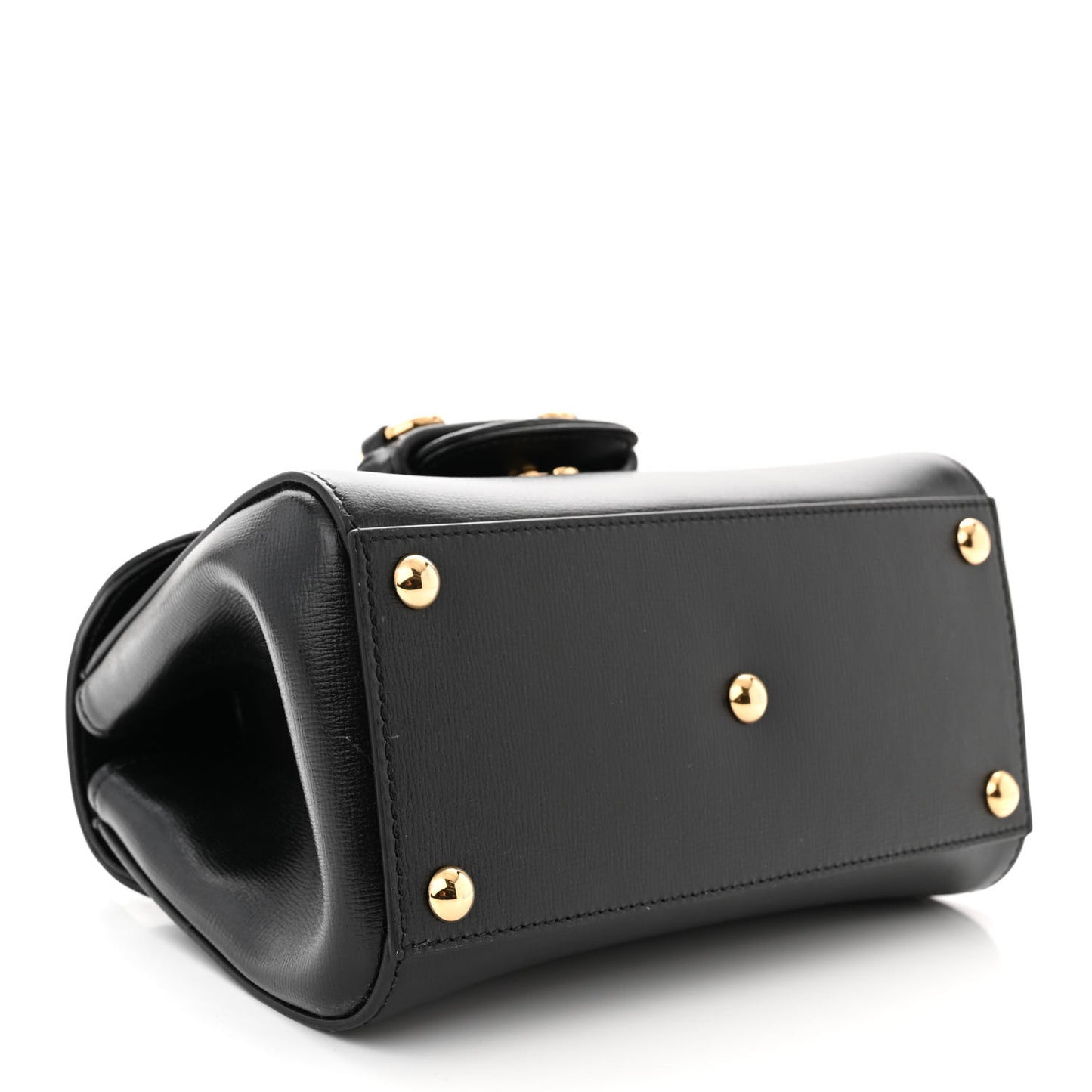 Glazed Textured Calfskin Mini Horsebit 1955 Top Handle Flap Bag Black