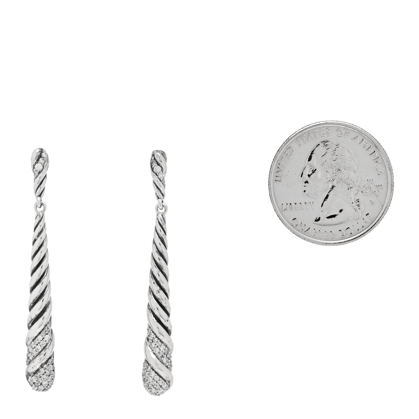 Sterling Silver Diamond Willow Drop Earrings