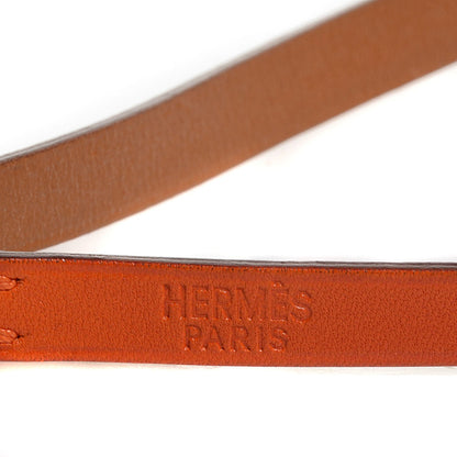 Hermes Tadelakt Hapi 3 MM Triple Tour Wrap Bracelet Size Medium Orange 6 of 9
