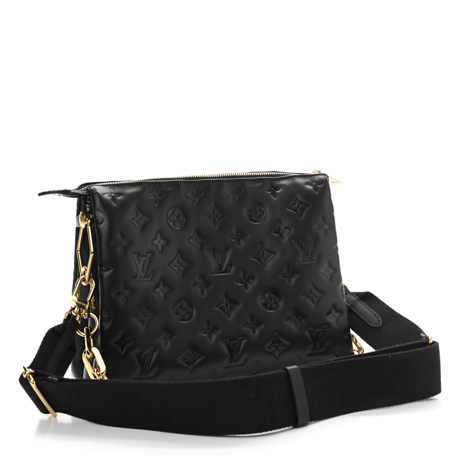 Louis Vuitton Lambskin Embossed Monogram Coussin PM Black 3 of 12