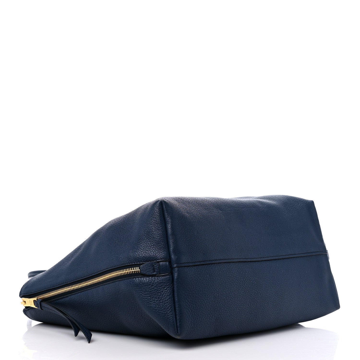 Prada Vitello Daino Zip Shopping Tote Navy Blue 4 of 11