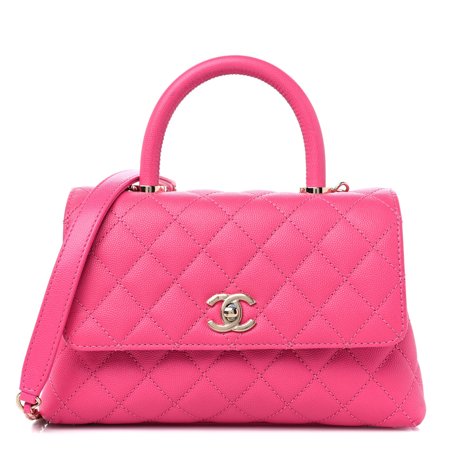 Caviar Quilted Mini Coco Handle Flap Rose