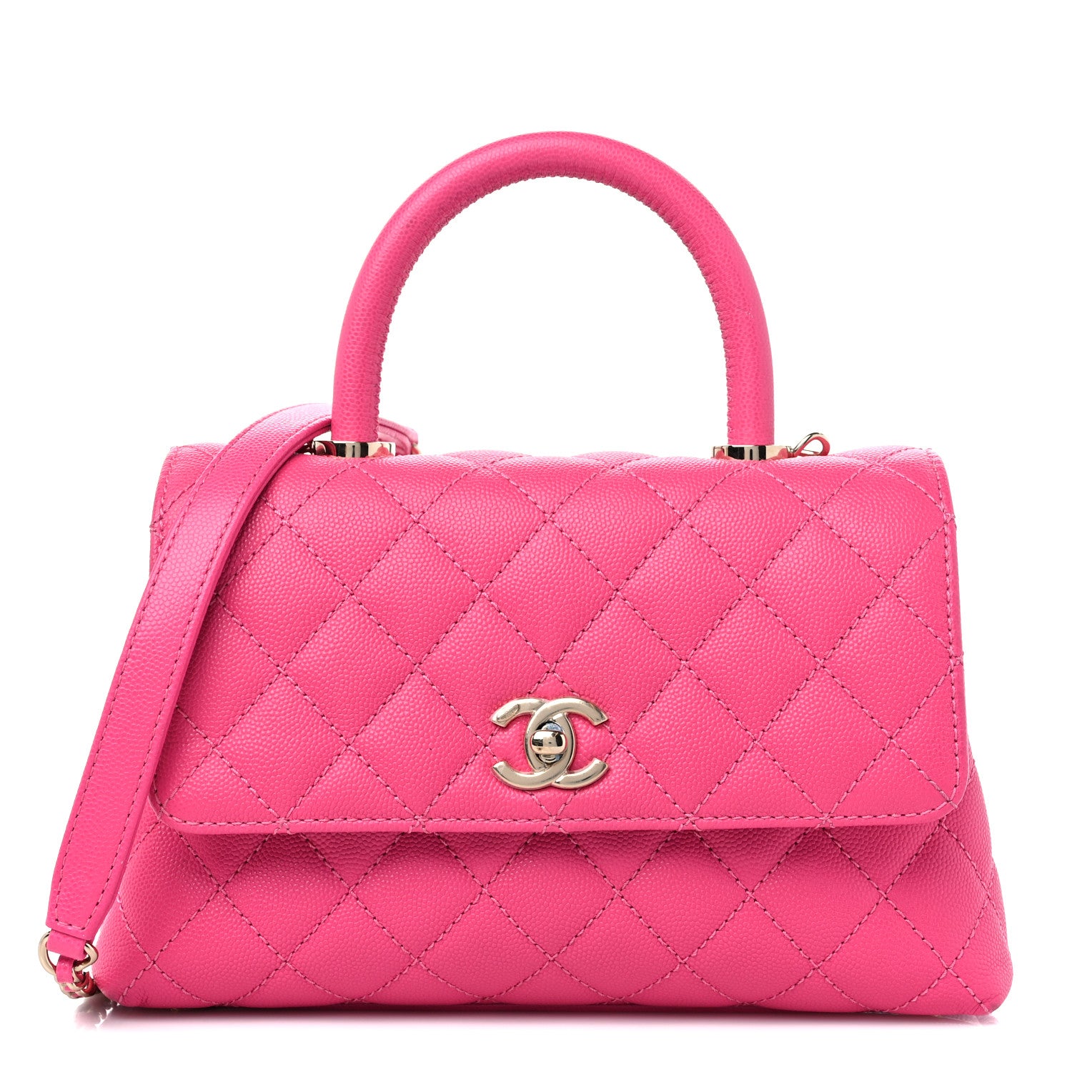 Chanel Caviar Quilted Mini Coco Handle Flap Rose 1 of 12