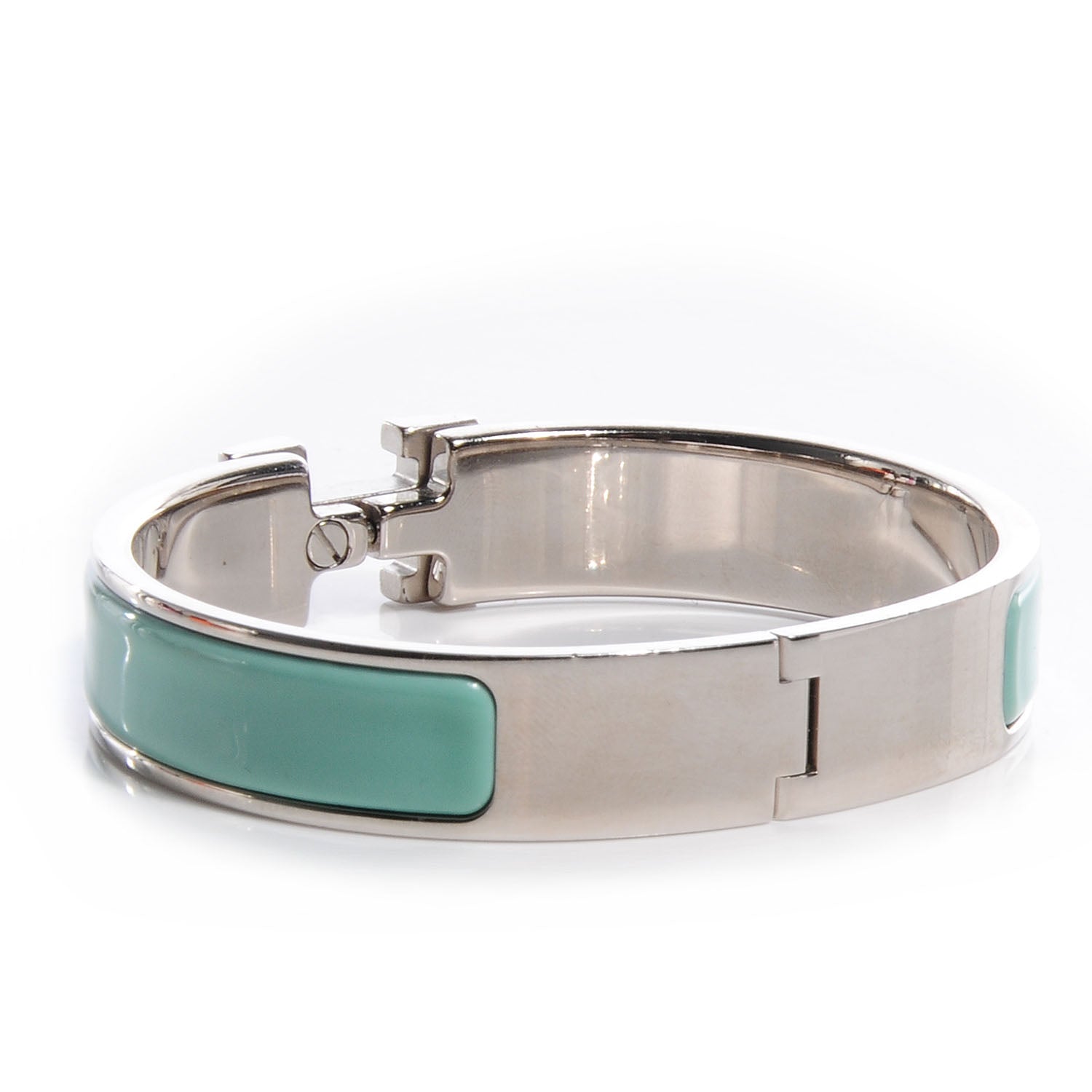 Hermes Silver and Palladium Clic Clac H Bracelet PM Lagon 3 of 6