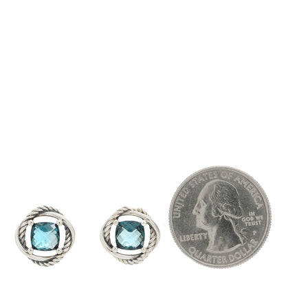 David Yurman Sterling Silver Hampton Blue Topaz 7mm Infinity Earrings 2 of 4