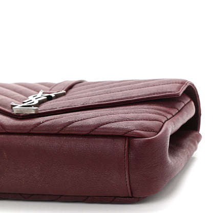 Saint Laurent Sheepskin Matelasse Chevron Monogram Medium College Bag Rouge Legion 12 of 13