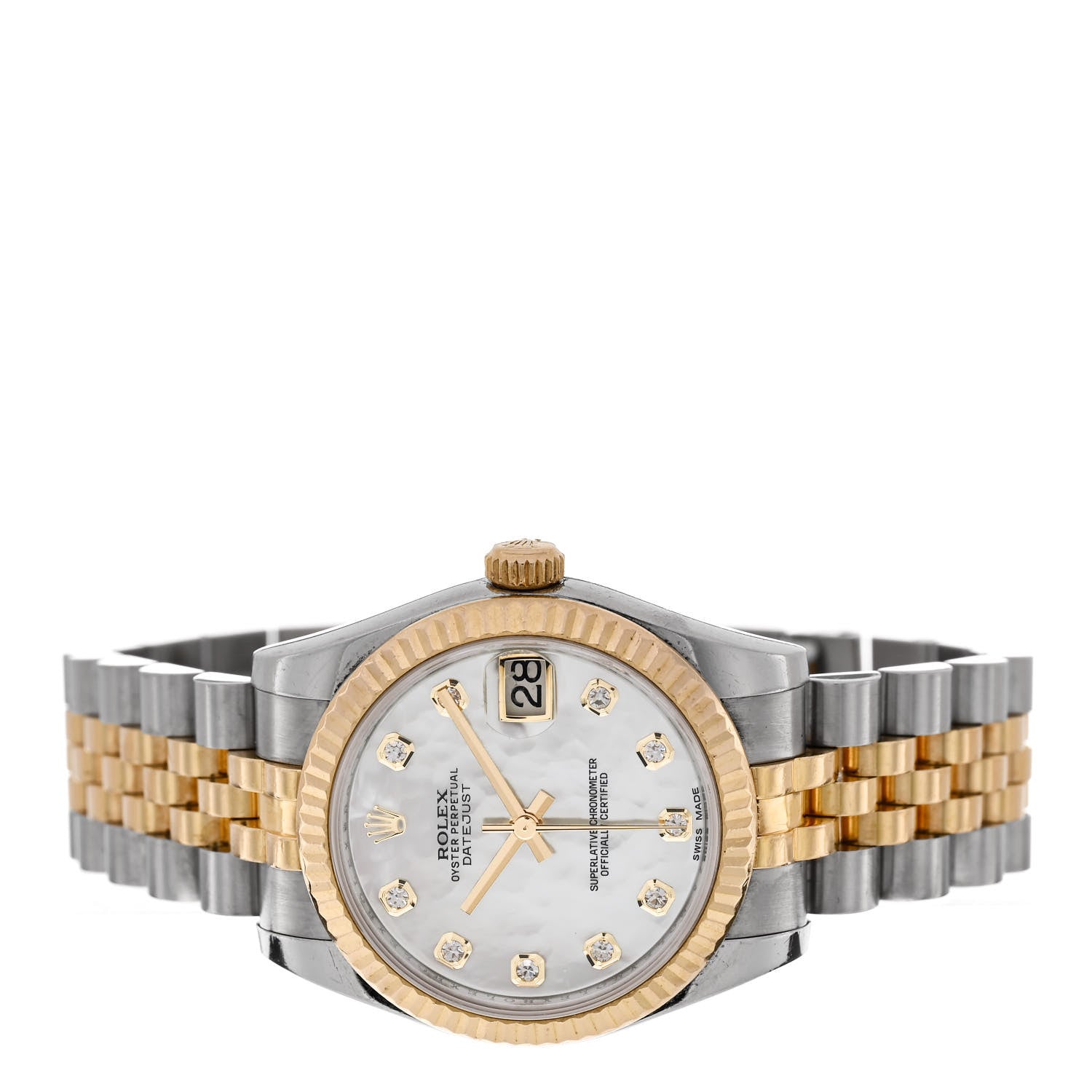 Rolex Stainless Steel 18K Yellow Gold Diamond Mother of Pearl 31mm Oyster Perpetual Datejust Watch 178273 2 of 5