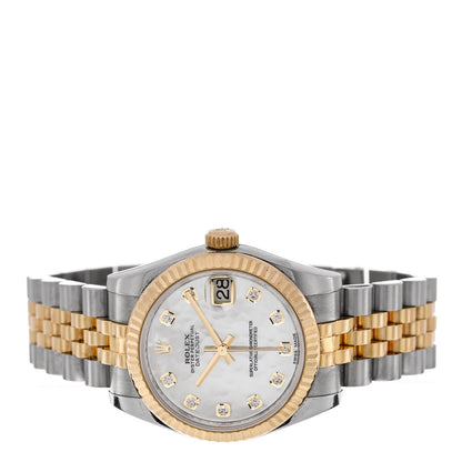 Rolex Stainless Steel 18K Yellow Gold Diamond Mother of Pearl 31mm Oyster Perpetual Datejust Watch 178273 2 of 5