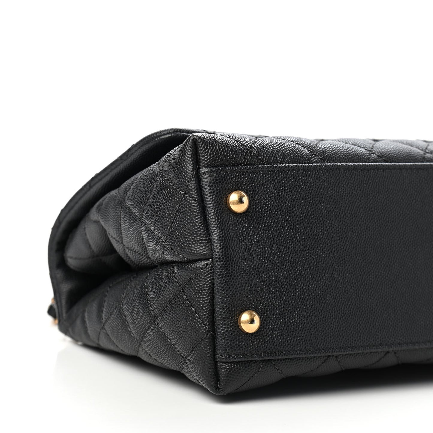 Caviar Lizard Quilted Small Coco Handle Flap Black