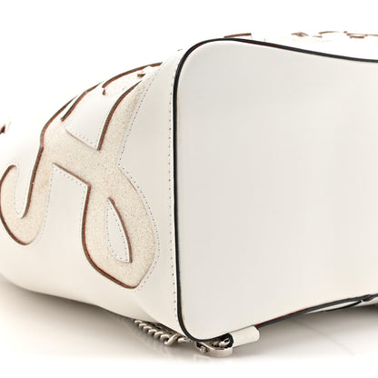 Christian Louboutin Calfskin Paris Marie Jane Perforated Glitter Logo Backpack White 9 of 13