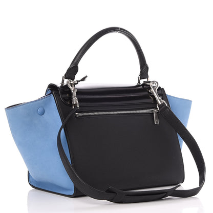 Celine Baby Grained Calfskin Suede Small Bi-Color Trapeze Black 3 of 8