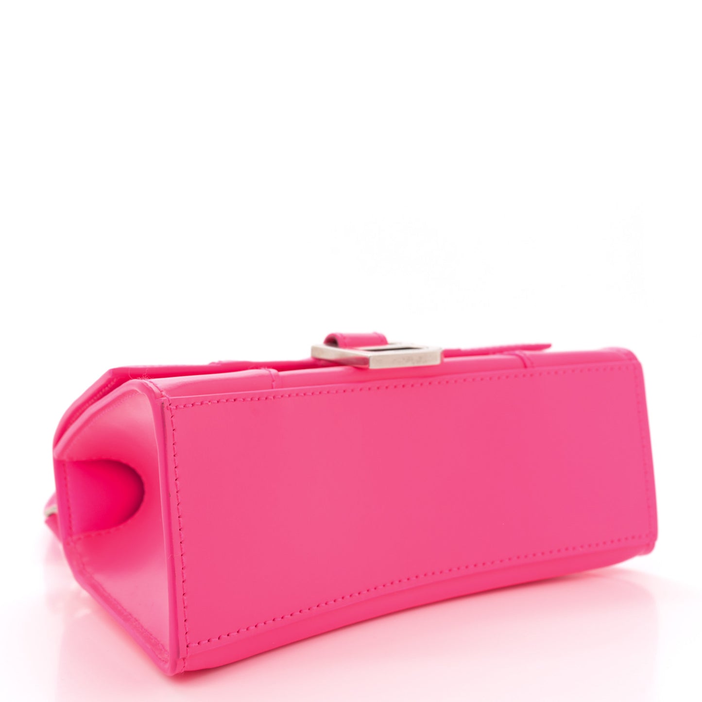 Shiny Box Calfskin Hourglass Top Handle Bag XS Hot Pink