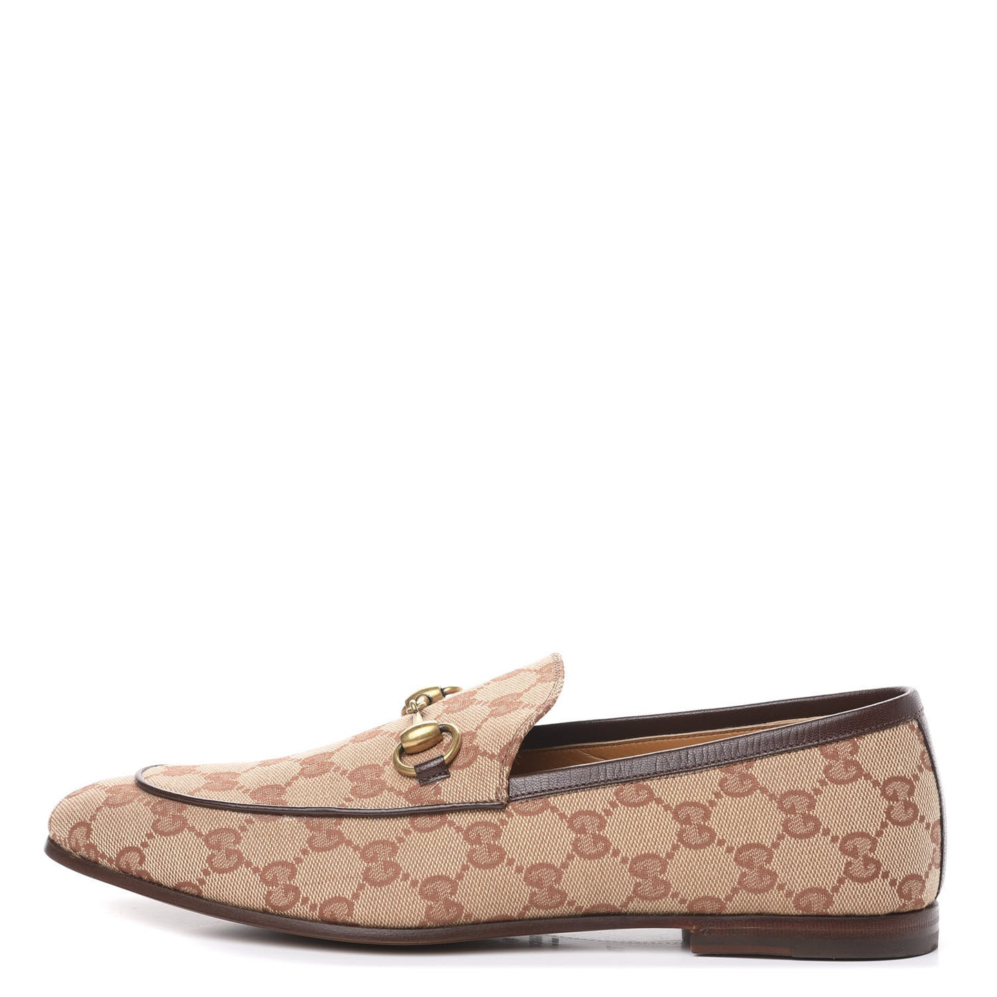 Canvas GG Monogram Horsebit Mens Jordaan Loafers 7.5 Beige Ruggine Light Brown