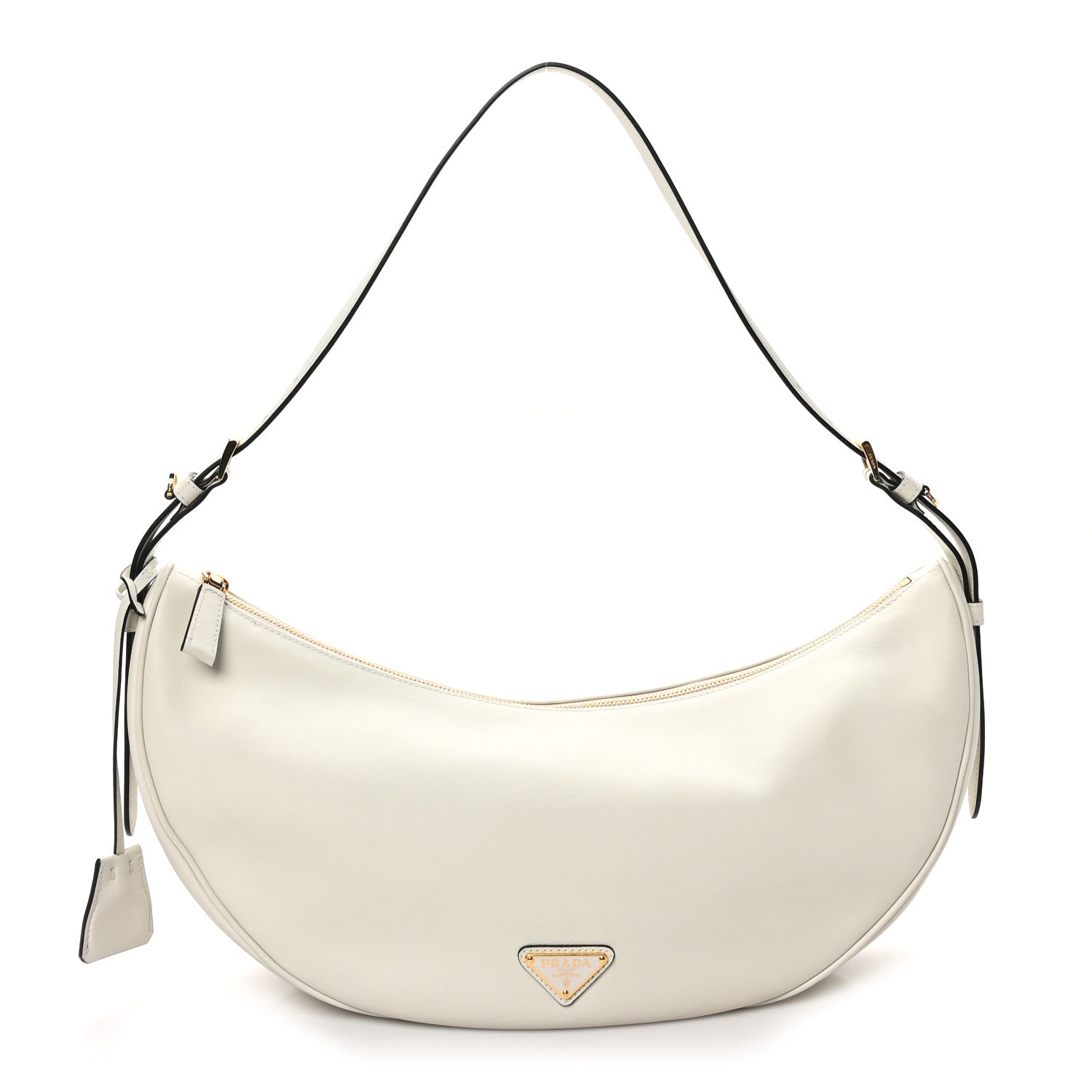 Prada Soft Calfskin Large Arque Shoulder Bag White 1 of 9