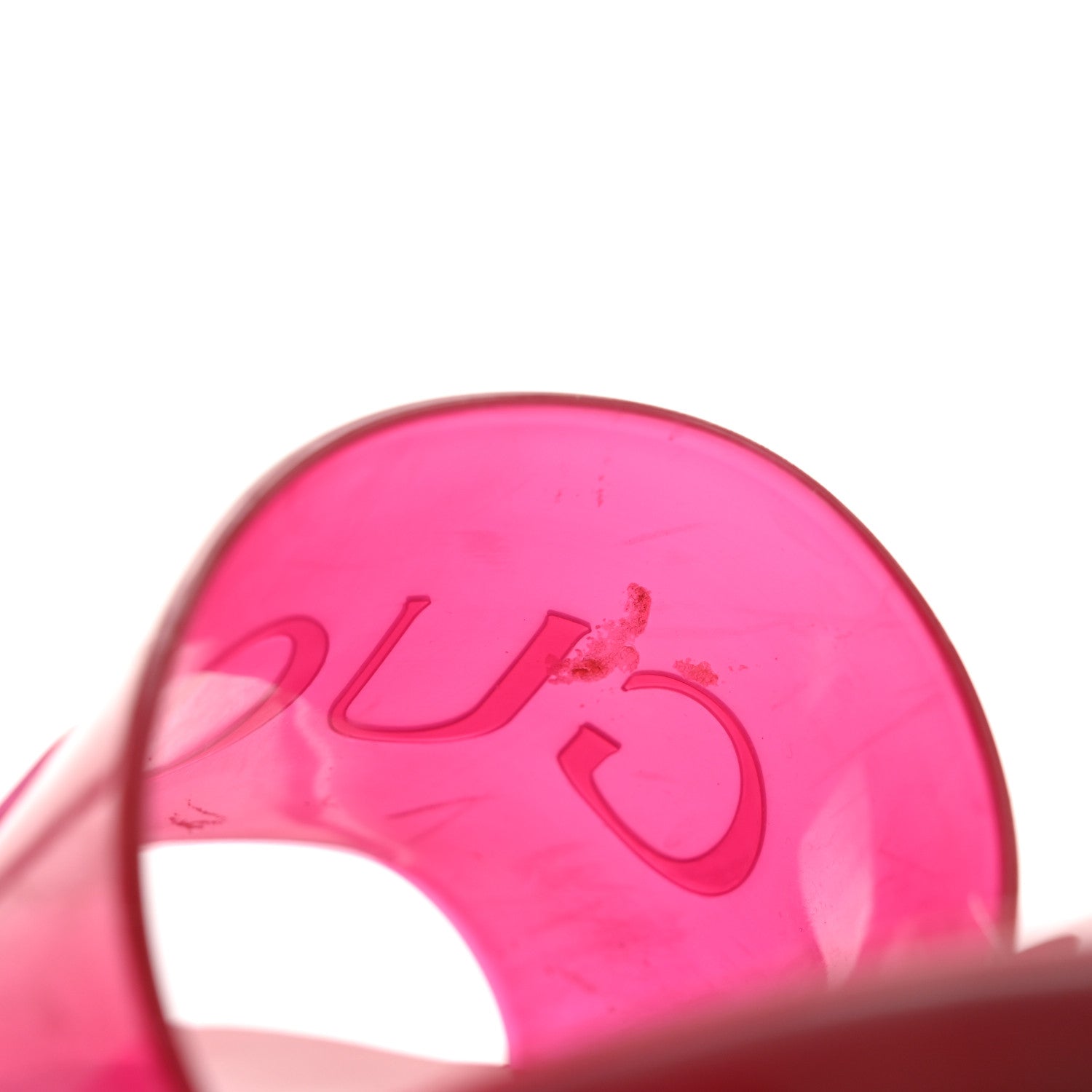 Gucci Rubber Gucci Logo Womens Platform 20/60mm Slide Sandals 38 Transparent Hibiscus Red 9 of 12