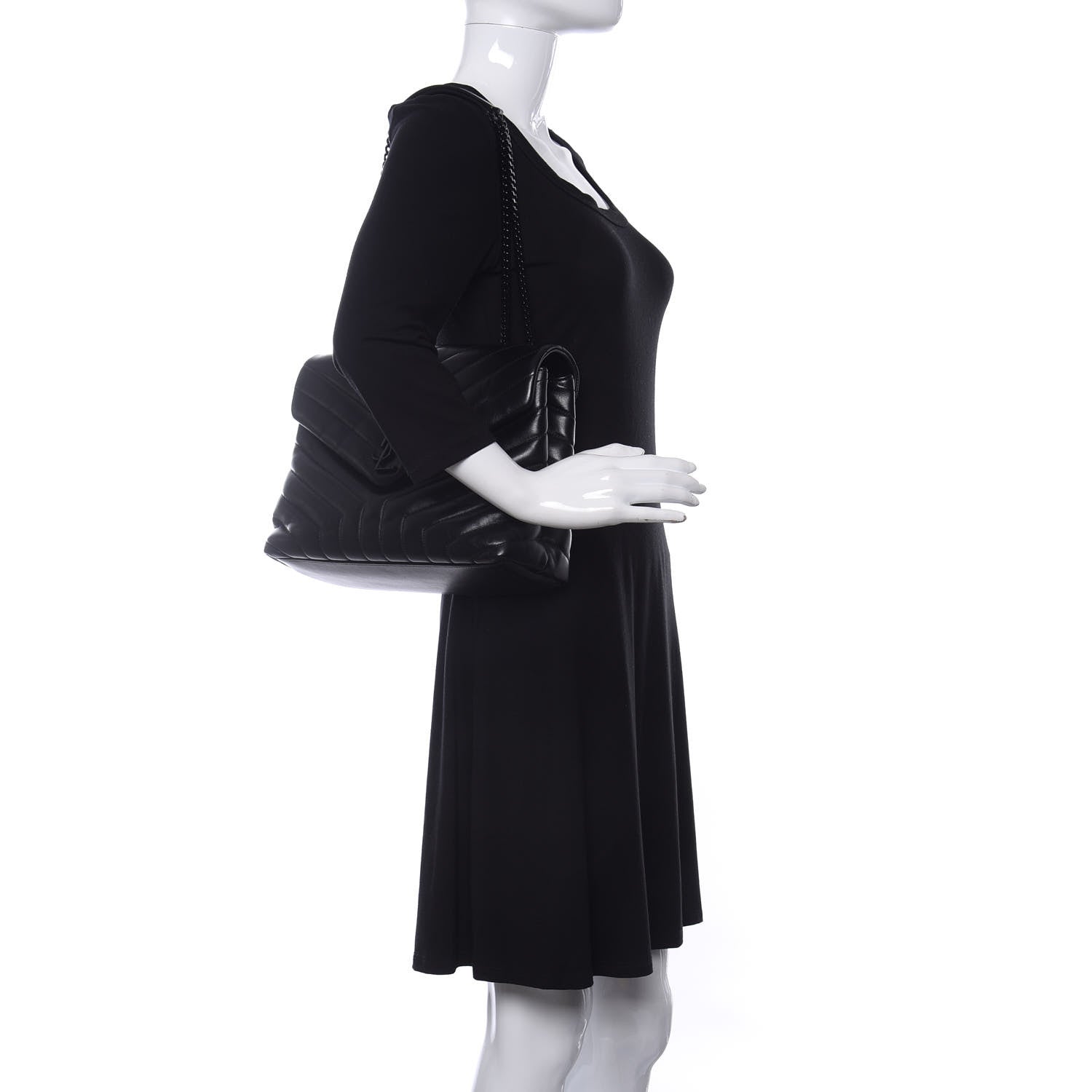 Saint Laurent Calfskin Y Quilted Monogram Medium Loulou Chain Satchel Black 2 of 10