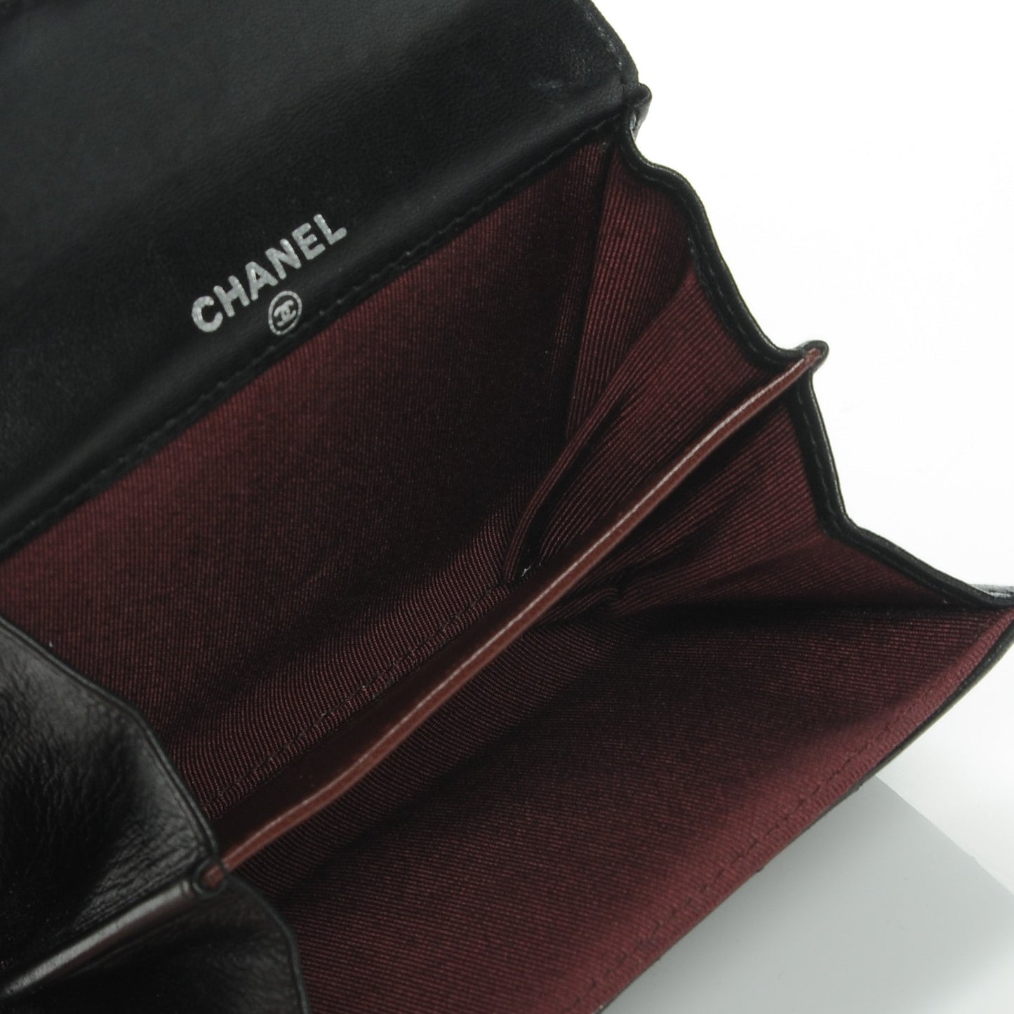 Lambskin Quilted Flap Card Holder Wallet Black