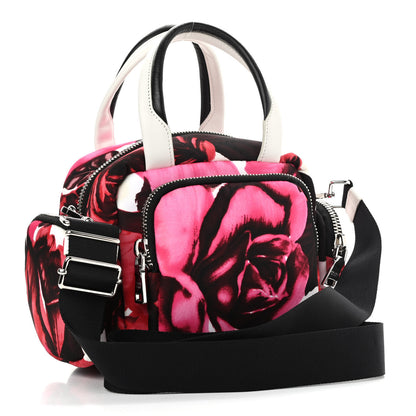 Prada Tessuto Nylon Roses Print Pocket Top Handle Cargo Bag Pink 3 of 10