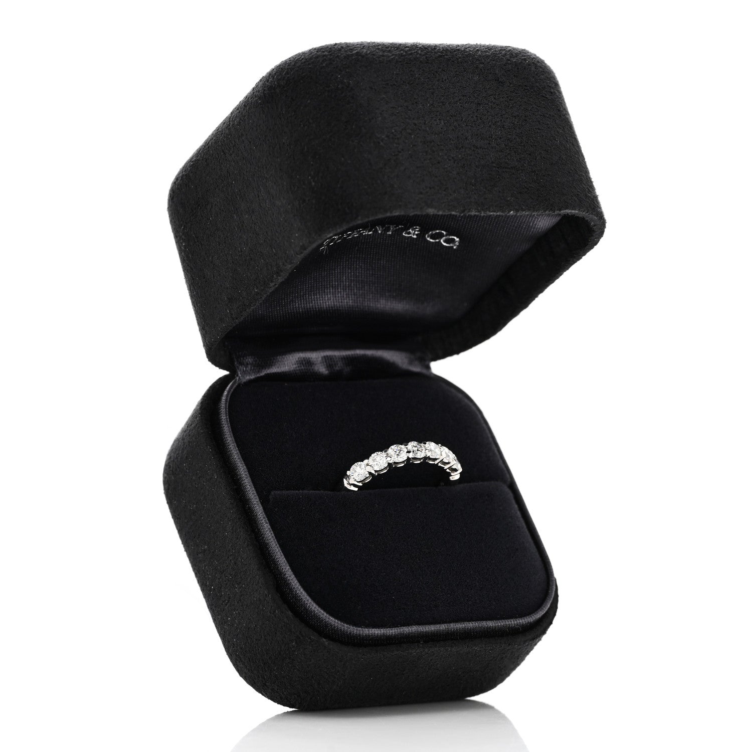 Tiffany Platinum Diamond 3mm Embrace Half Circle Band Ring 49 5 6 of 6
