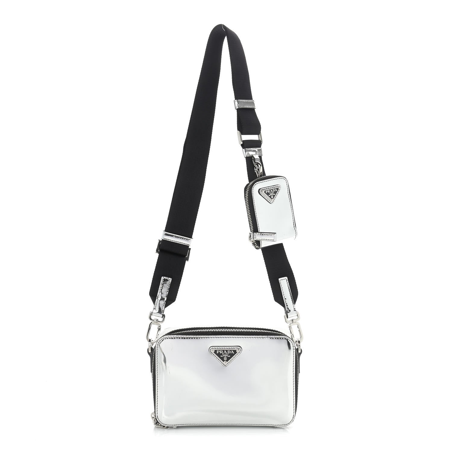 Prada Spazzolato Small Brique Crossbody Bag Argento 1 of 12