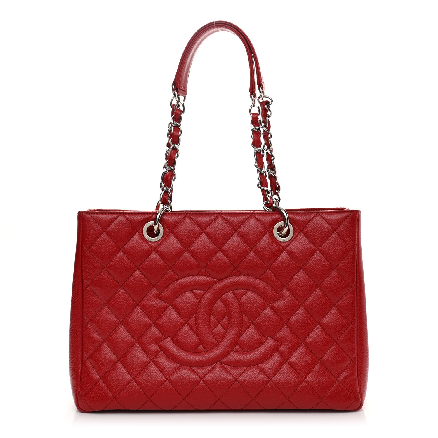 Chanel Caviar Quilted Grand Shopping Tote GST Red 1 of 12