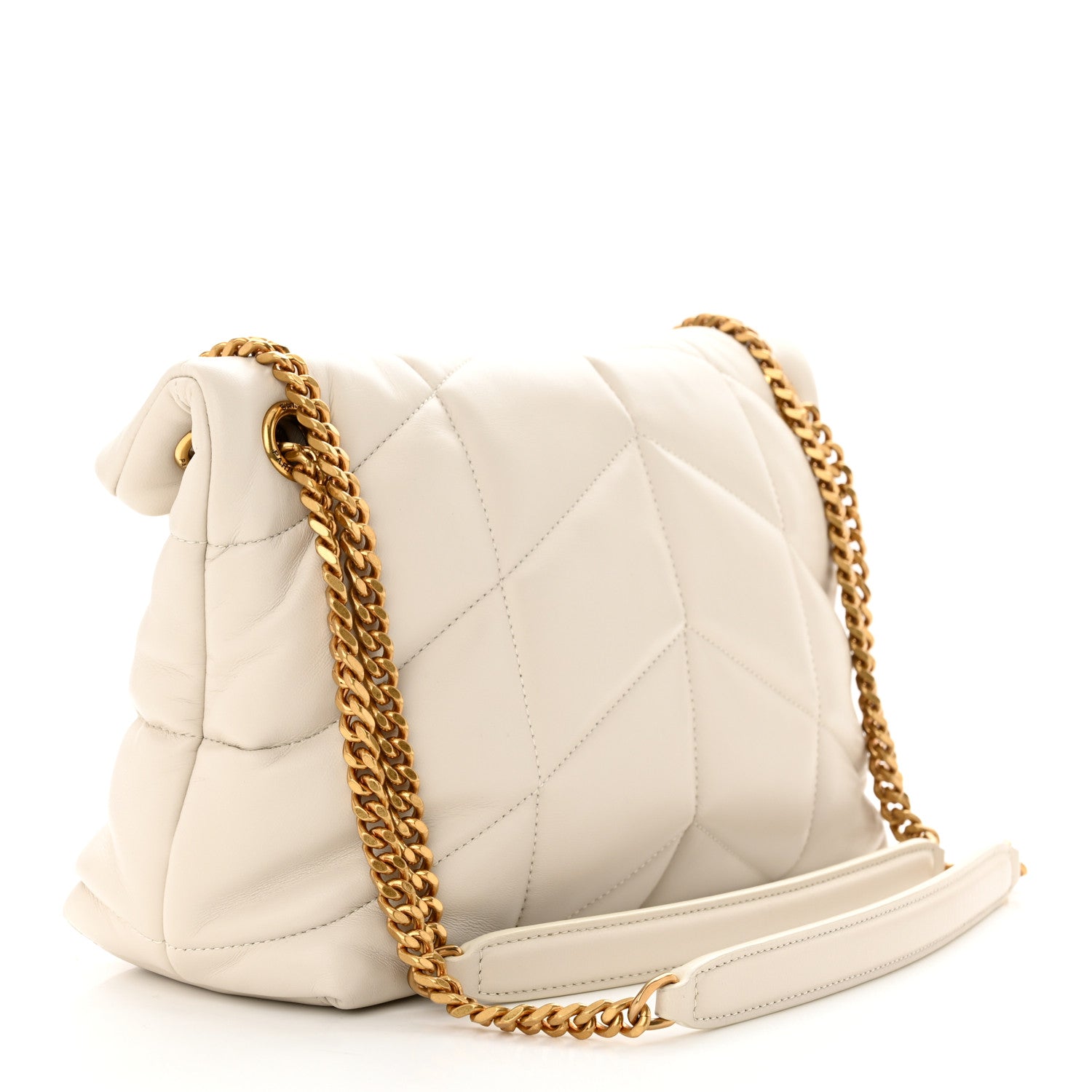 Saint Laurent Lambskin Quilted Small Loulou Puffer Monogram Chain Satchel Crema Soft 3 of 11