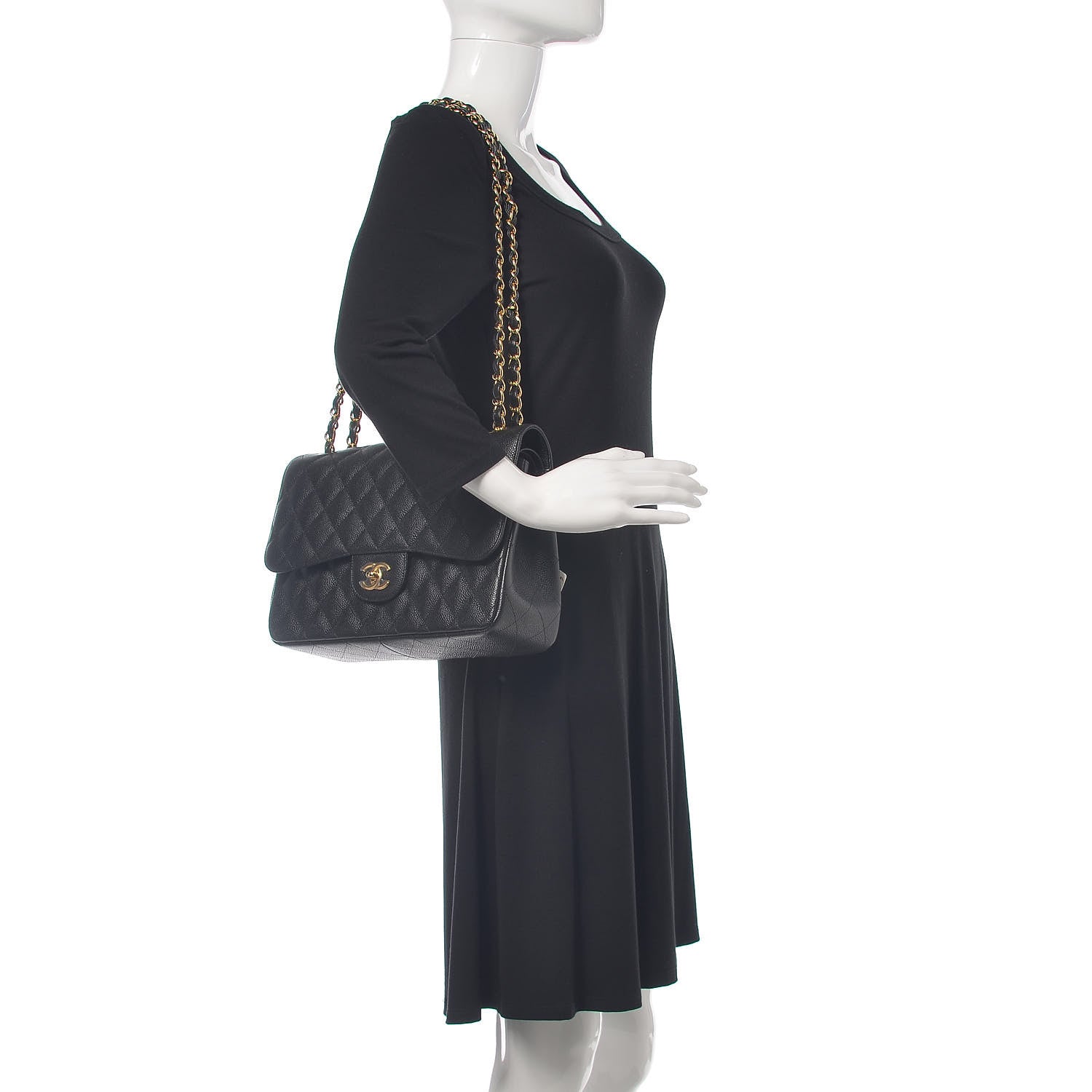 Chanel Caviar Quilted Jumbo Double Flap Black 2 of 10