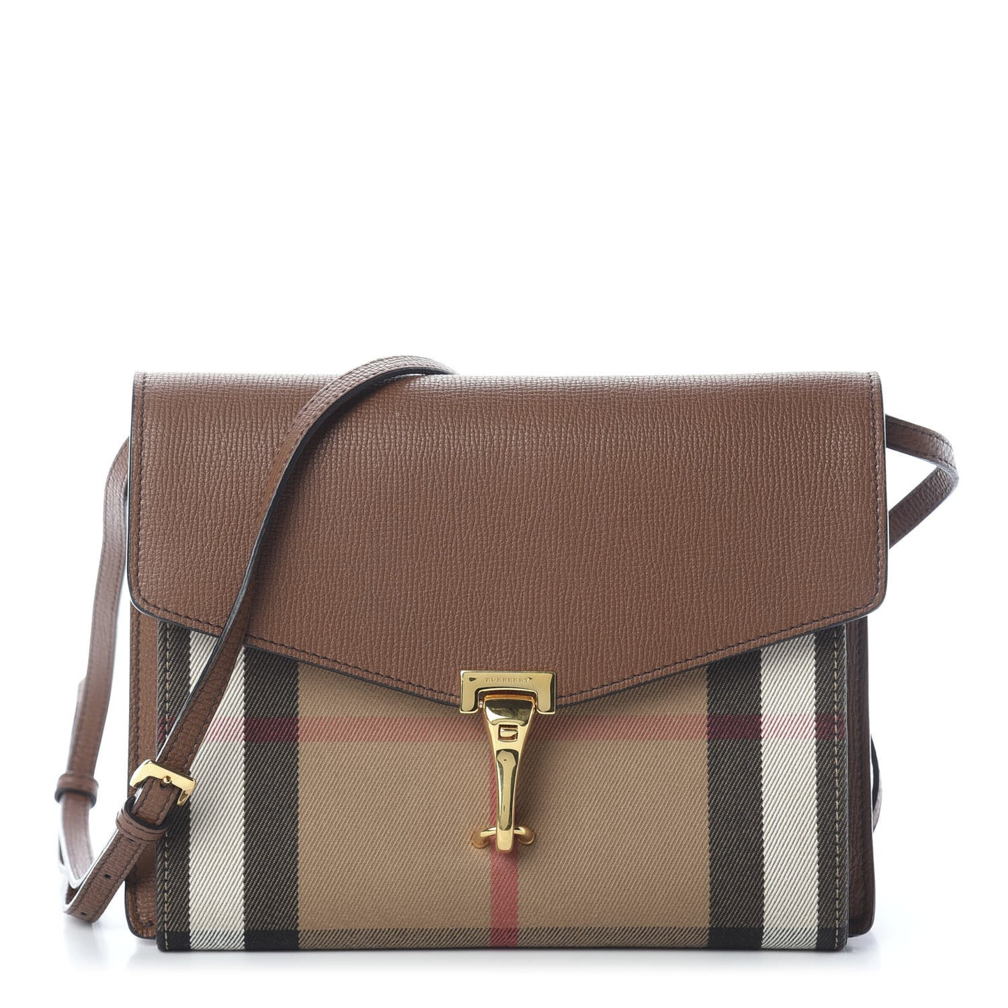 Derby Calfskin House Check Small Macken Crossbody Bag Tan