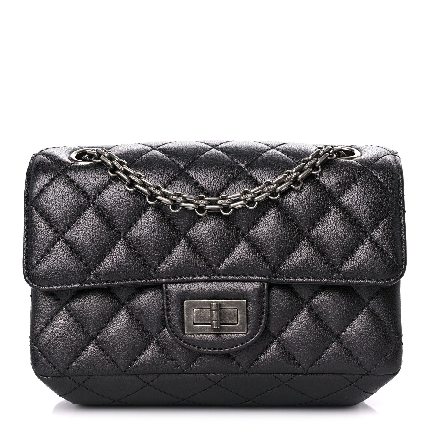 Metallic Sheepskin Quilted 2.55 Reissue Mini Flap Black