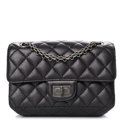 Chanel Metallic Sheepskin Quilted 2.55 Reissue Mini Flap Black 1 of 10