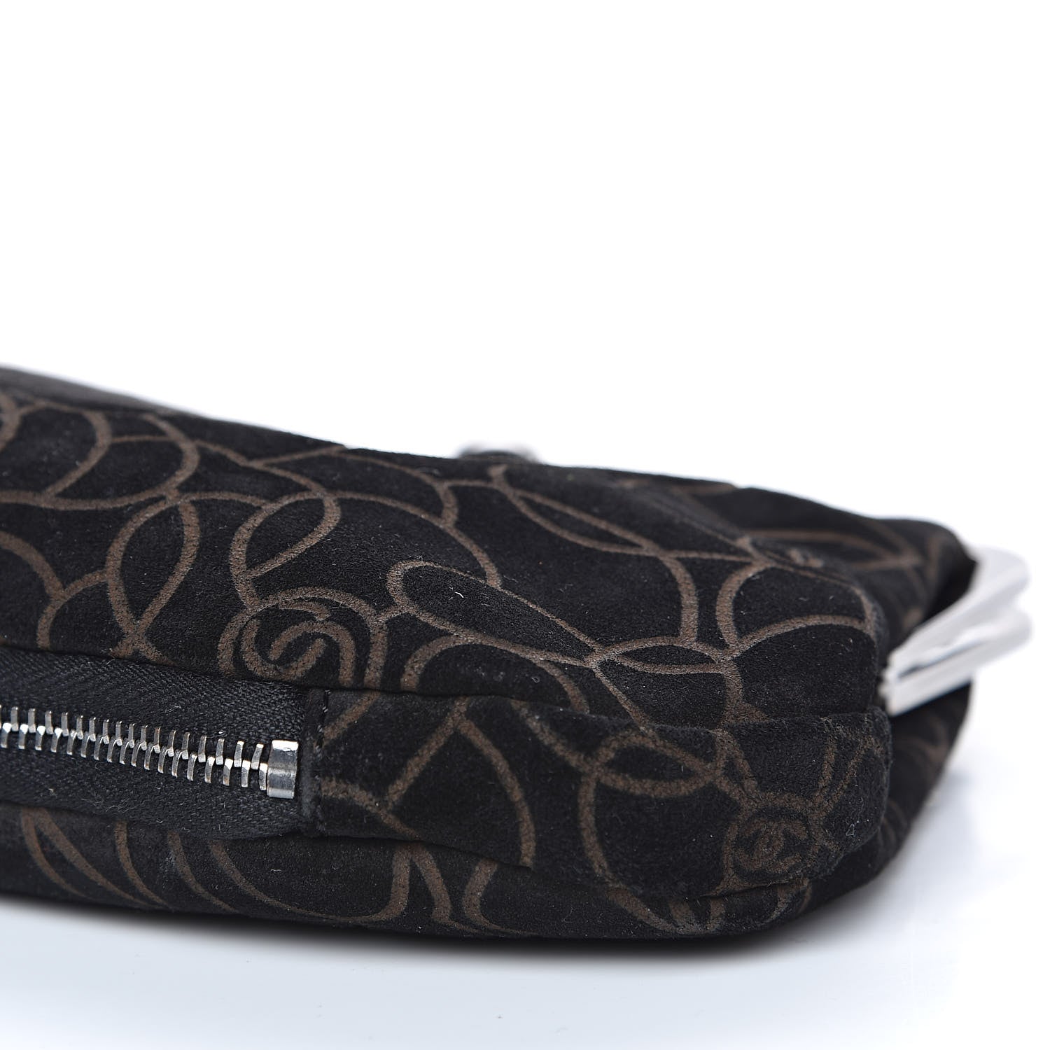 Chanel Suede Camellia Embossed Clutch Bag Black 9 of 9