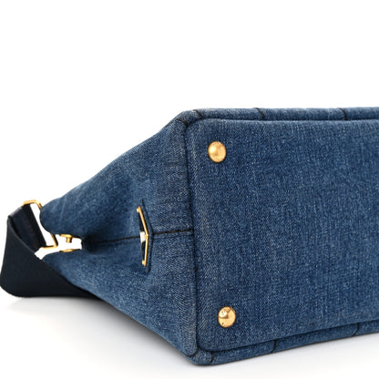 Prada Denim Small Logo Tote Bleu 9 of 10