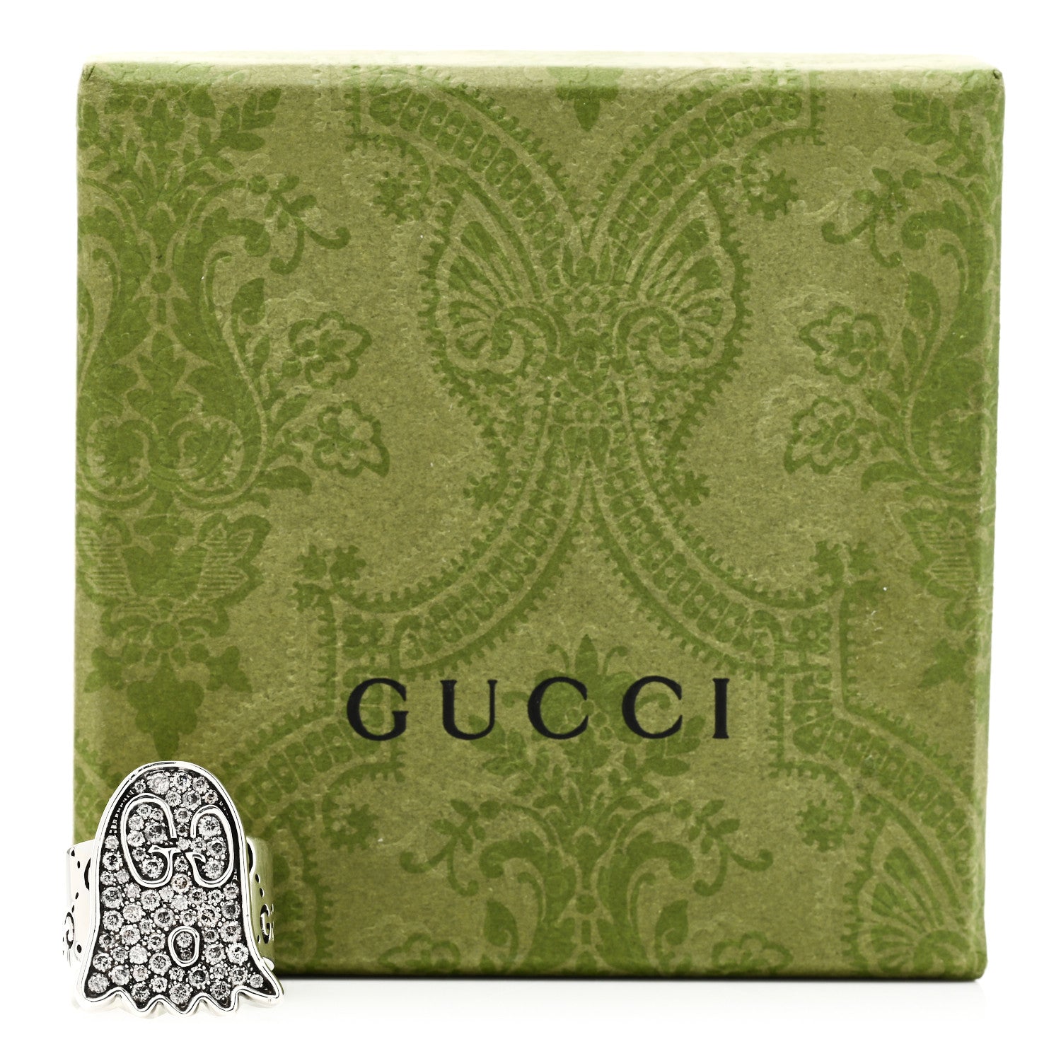 Gucci Sterling Silver Grey Diamond GucciGhost Ghost Ring 48 4.5 7 of 7