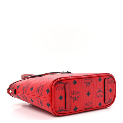 MCM Visetos Mini Anya Top Zip Shopper Tote Ruby Red 3 of 9