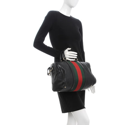 Gucci Calfskin Vintage Web Medium Boston Black 3 of 16
