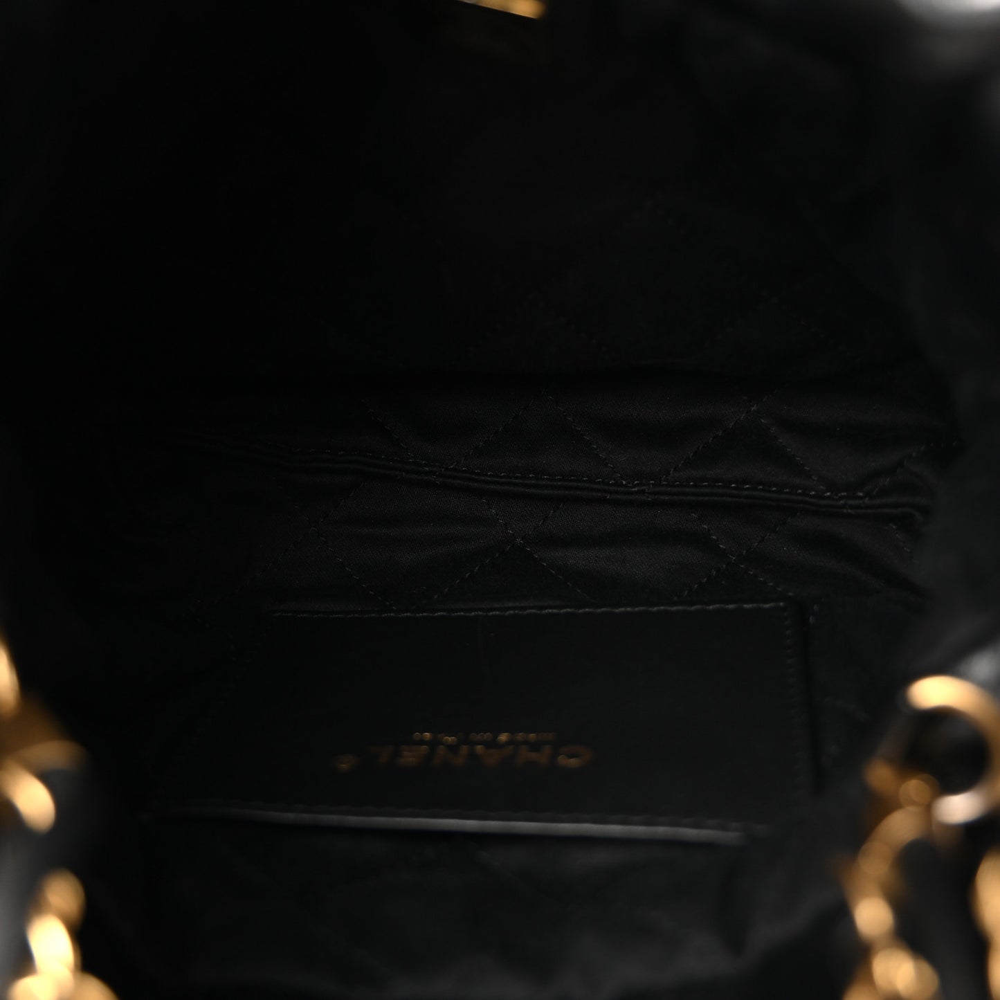 Shiny Calfskin Quilted Mini Chanel 22 Black