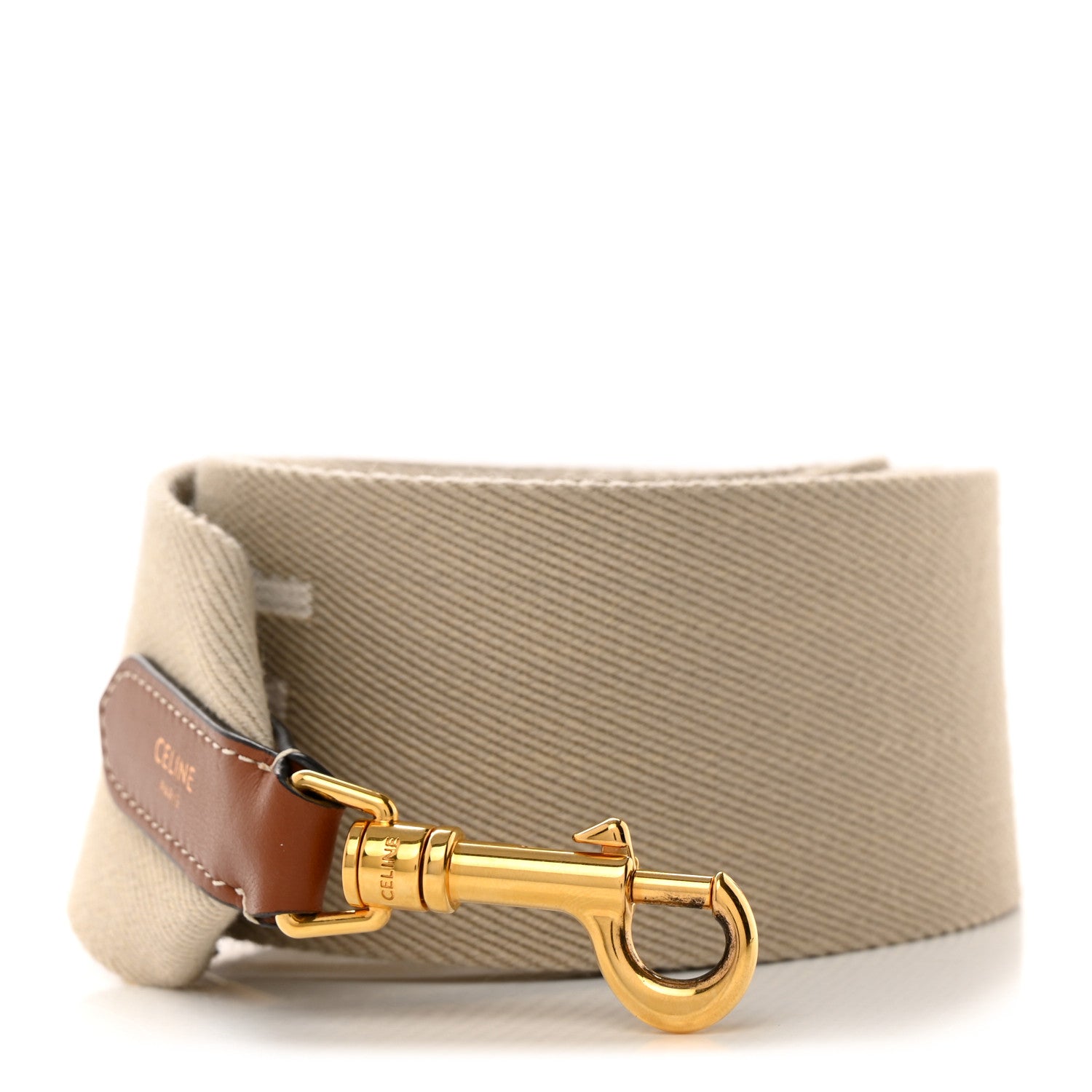 Celine Jacquard Wool Logo Short Strap Beige White 1 of 6