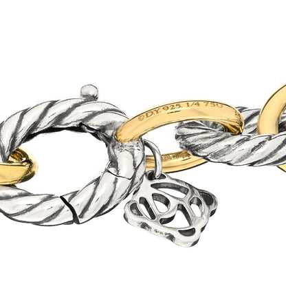 David Yurman Sterling Silver 18K Yellow Gold 10mm Medium Oval Link Bracelet 3 of 3