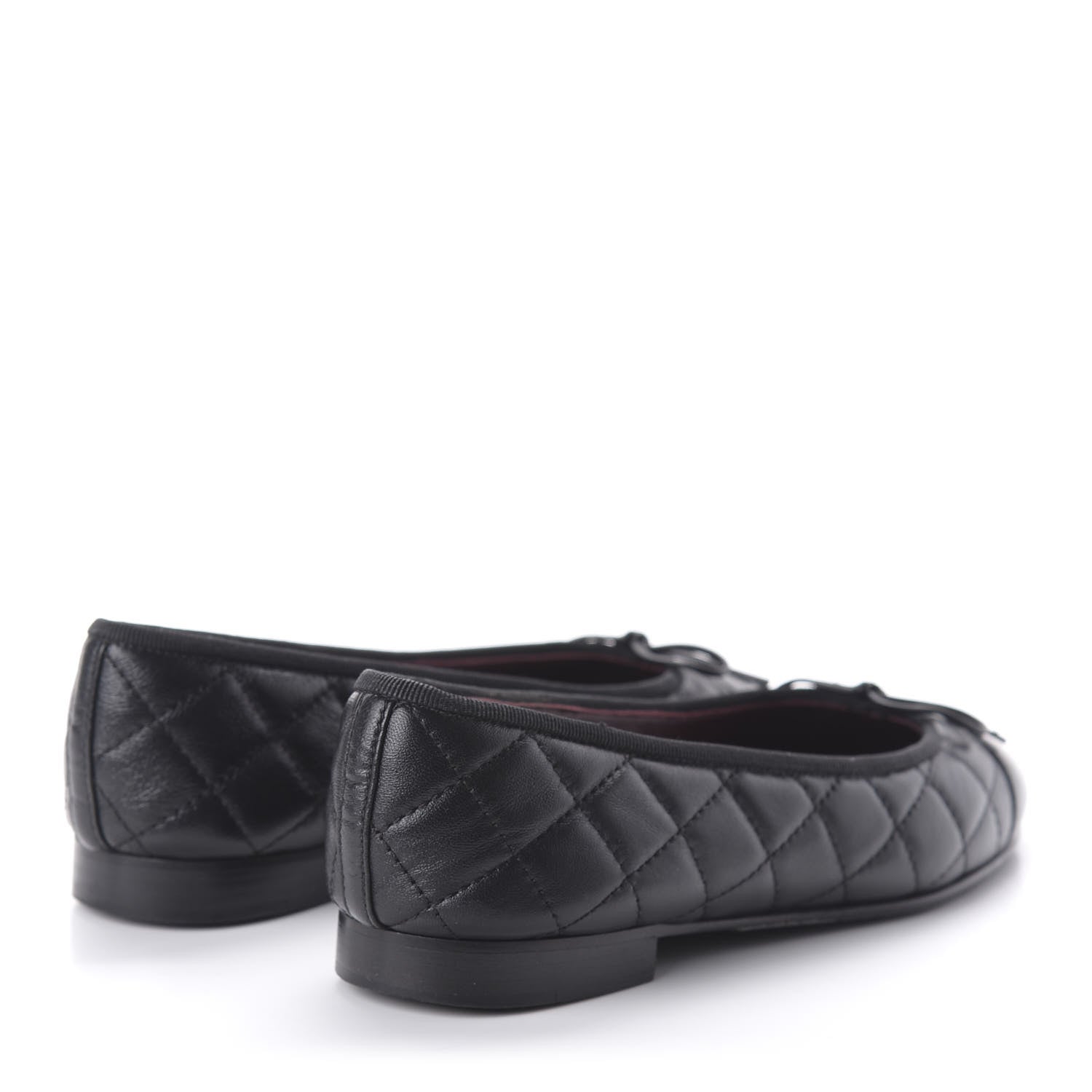 Chanel Aged Calfskin Quilted Cap Toe Ballerina Flats 35 Black 4 of 8