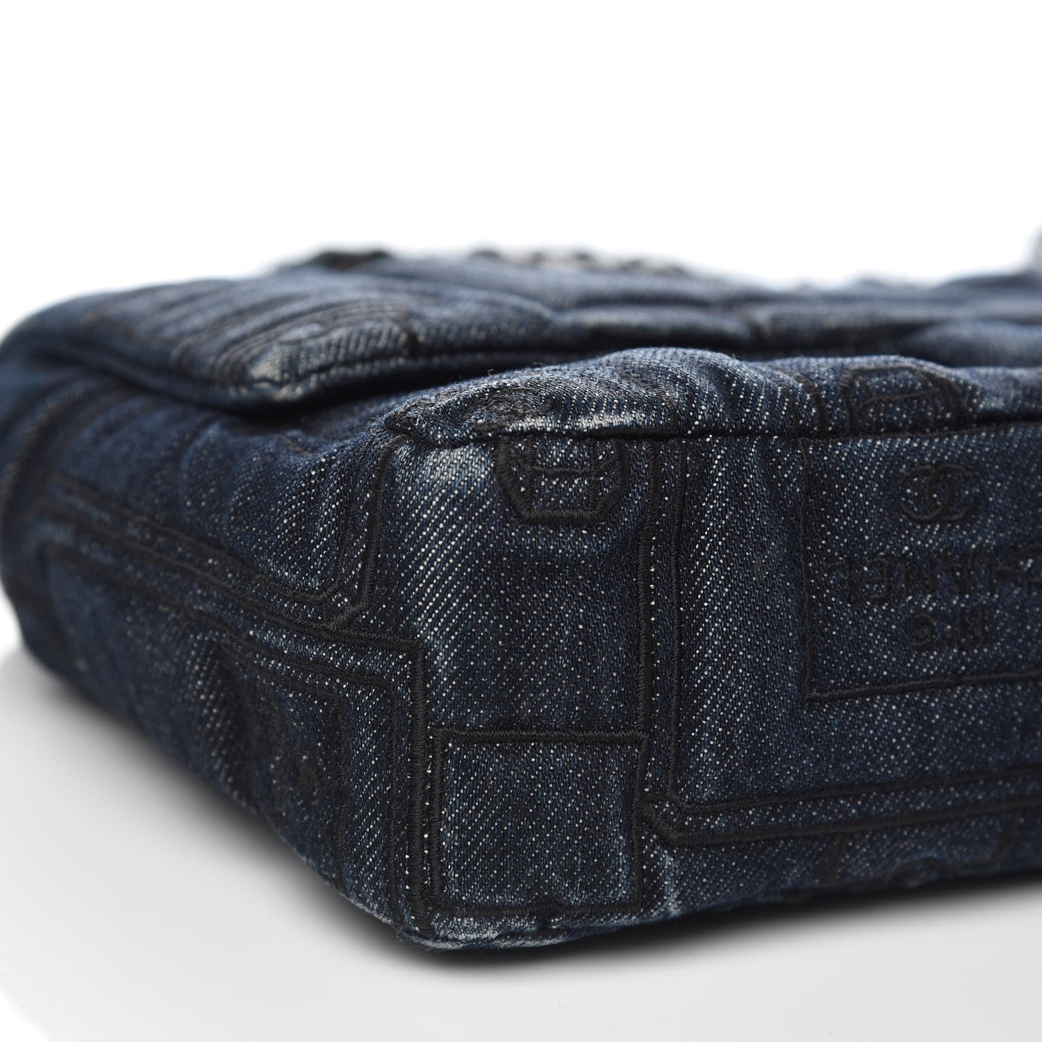 Chanel Denim Embroidered Medium Perfume Bottle Flap Blue 8 of 12