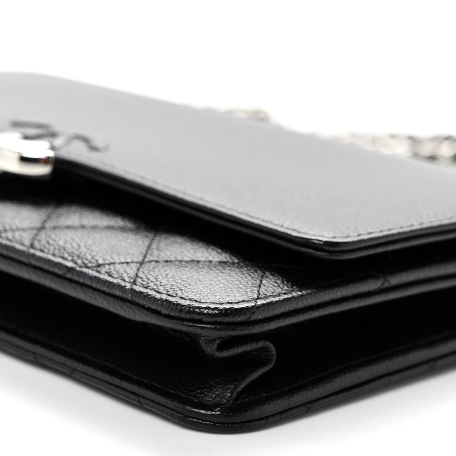 Chanel Grained Calfskin Quilted CC Box Wallet On Chain WOC Black 11 of 11