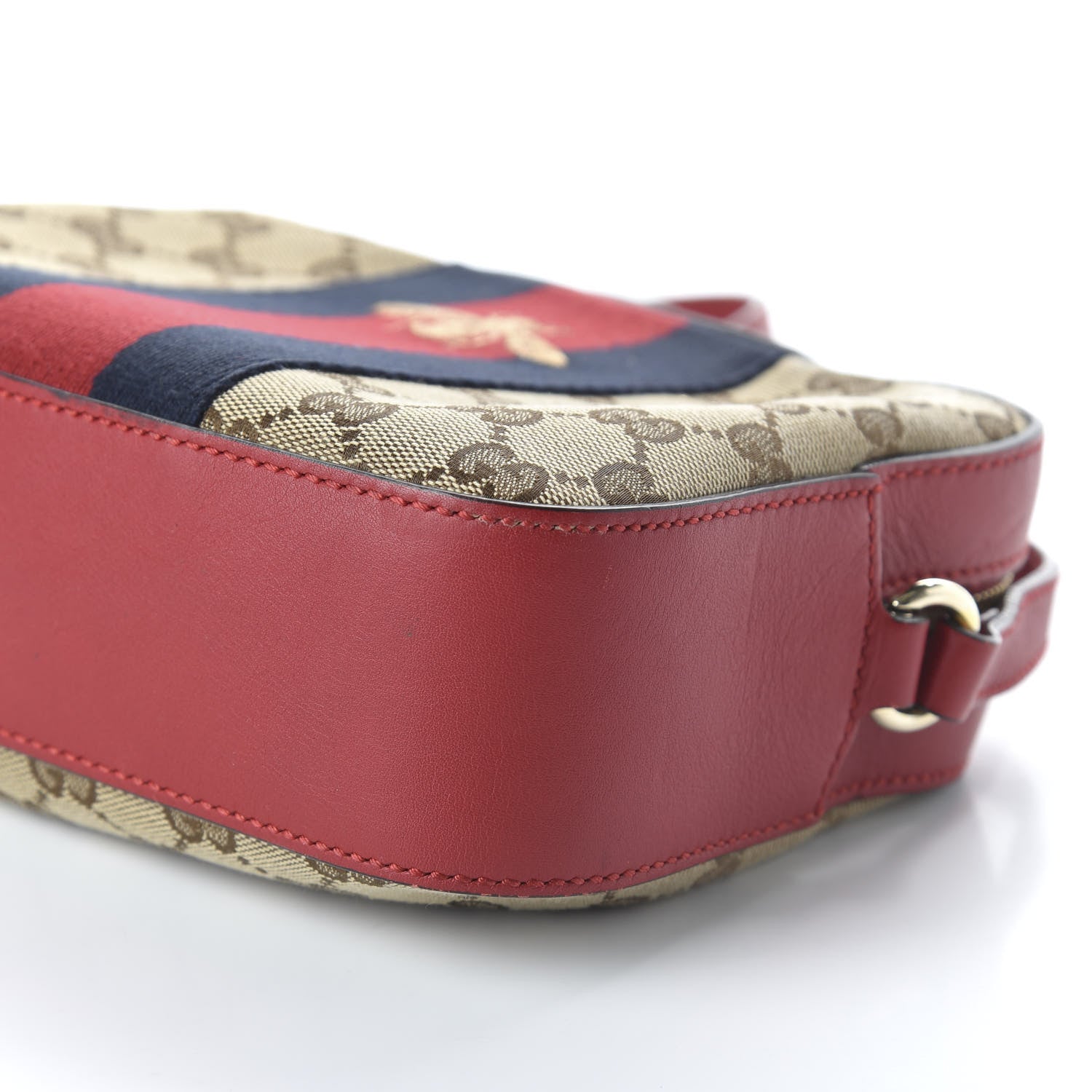 Gucci Monogram GG Supreme Web Small Webby Bee Shoulder Red 7 of 10