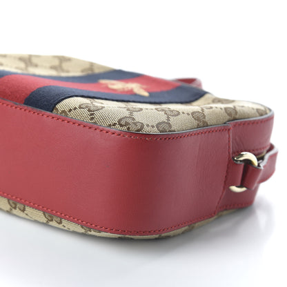 Gucci Monogram GG Supreme Web Small Webby Bee Shoulder Red 7 of 10